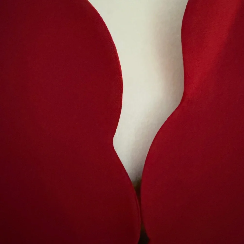 Scallop-Trim Open-Front Red Blazer